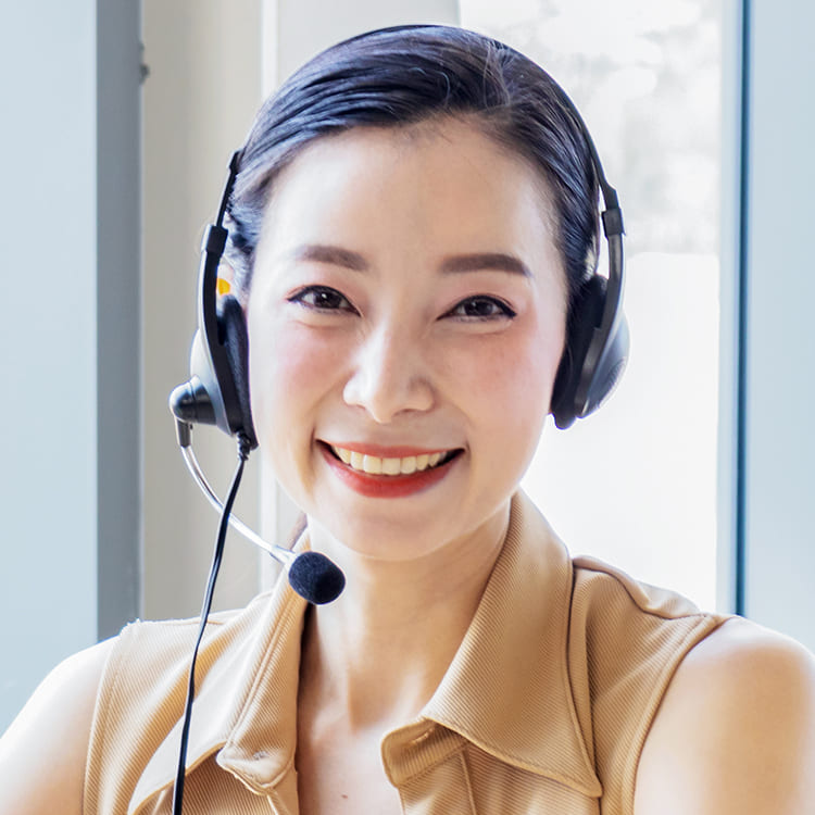 Call center agent with headphones