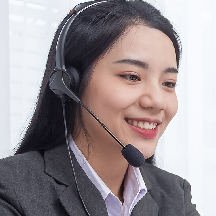 female receptionist with headset